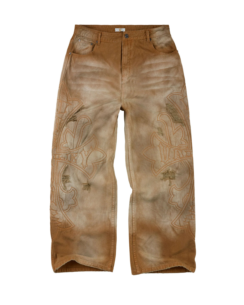 Vale Lives Forever Embroidered Denim Jeans Brown