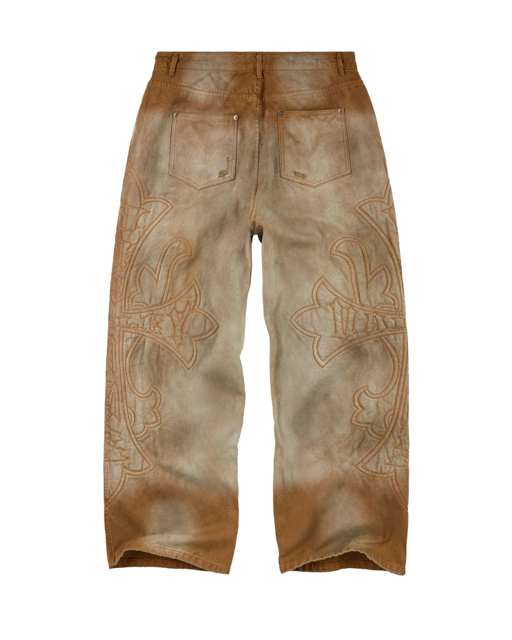 Vale Lives Forever Embroidered Denim Jeans Brown