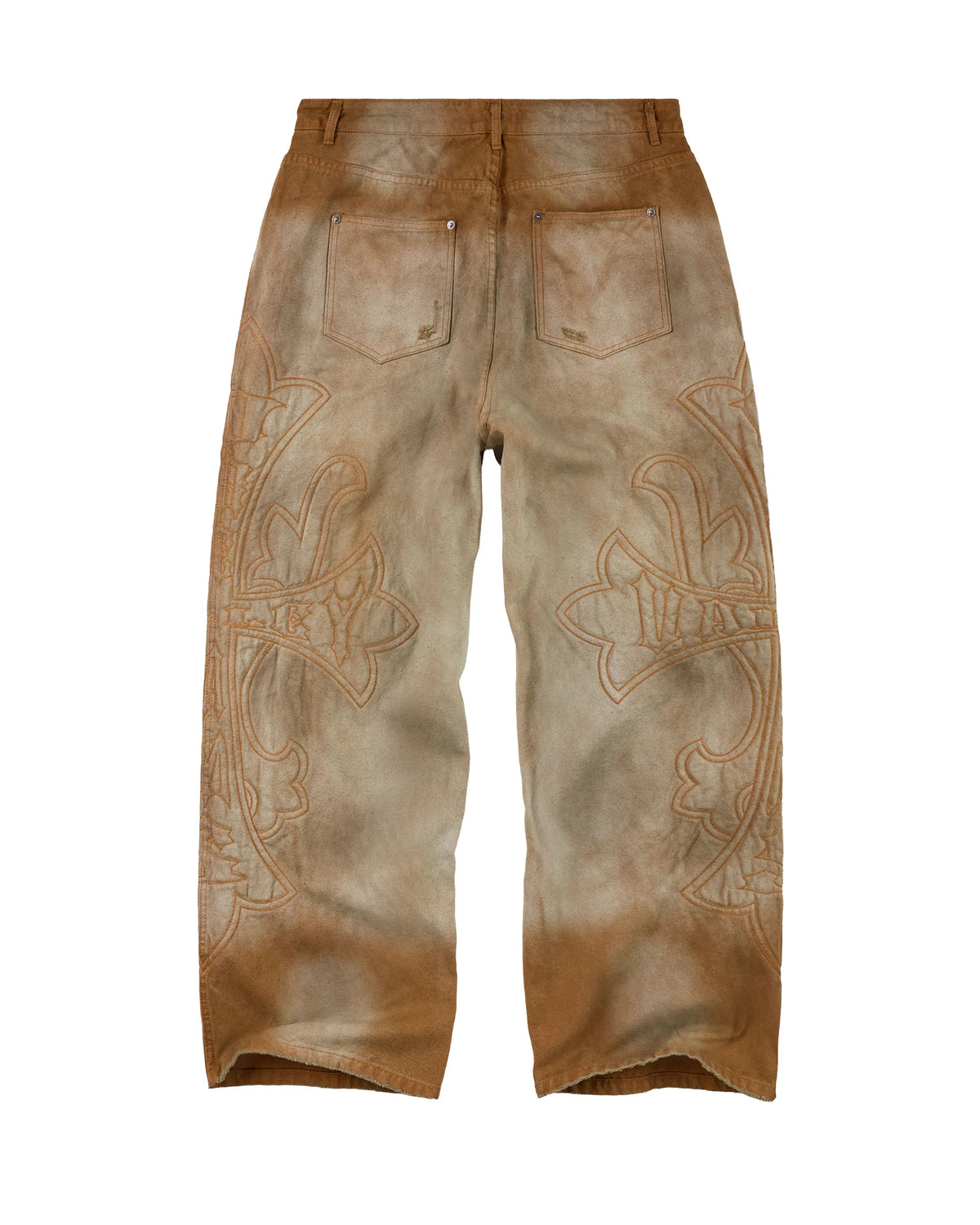 Vale Lives Forever Embroidered Denim Jeans Brown