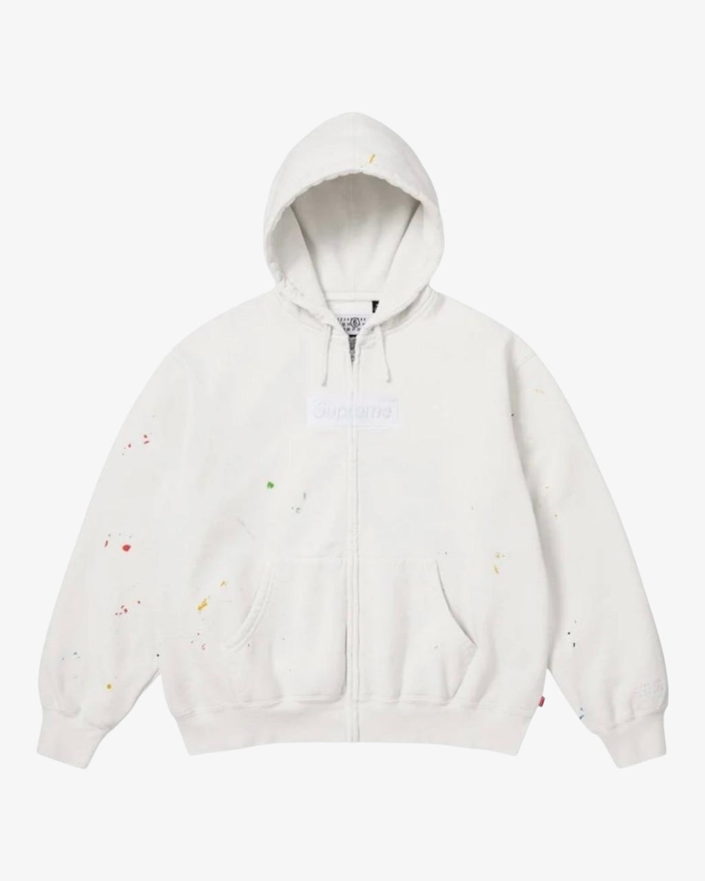 Supreme MM6 Box Logo Zip-up Hoodie White fronte