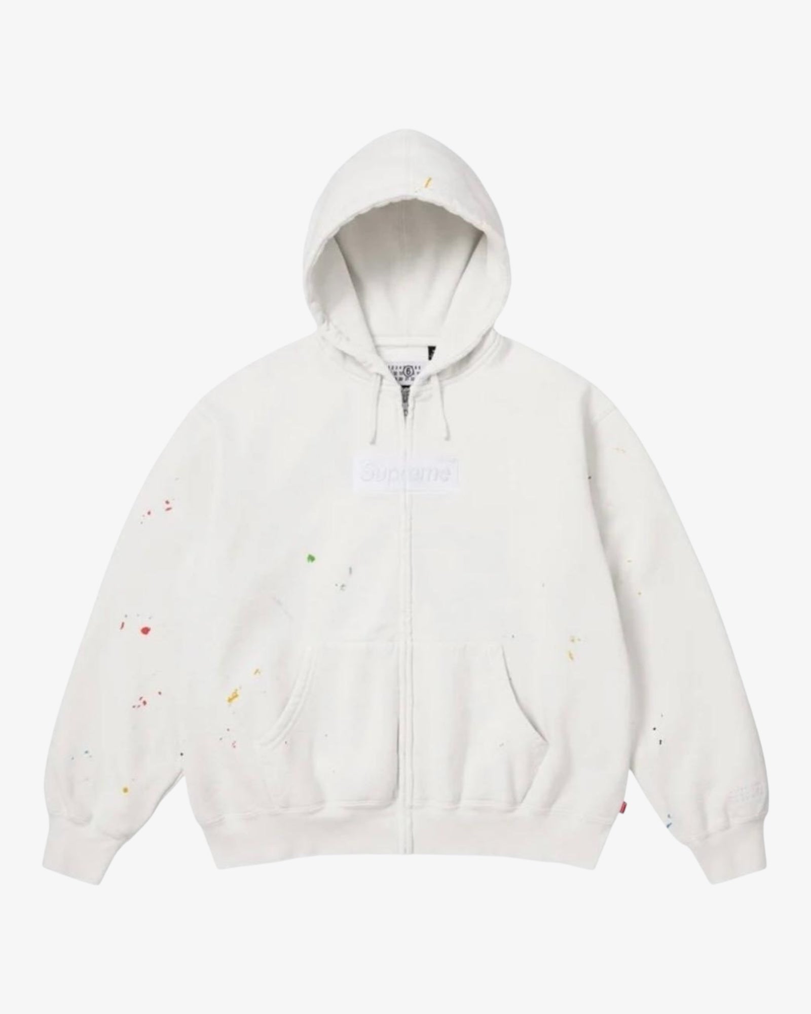 Supreme MM6 Box Logo Zip-up Hoodie White fronte