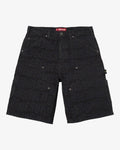 Repeat Jacquard Double Knee Denim Short Black