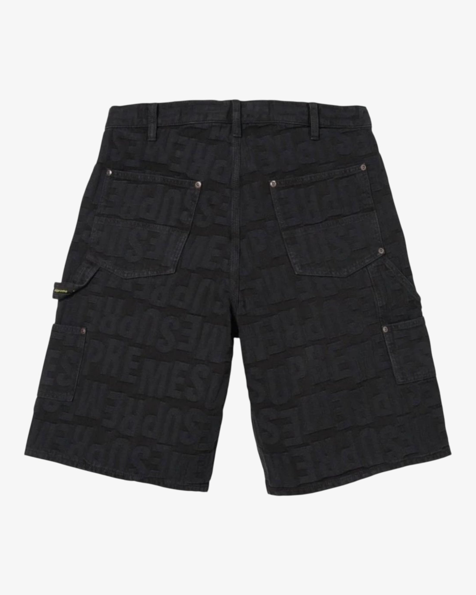 Repeat Jacquard Double Knee Denim Short Black dettaglio
