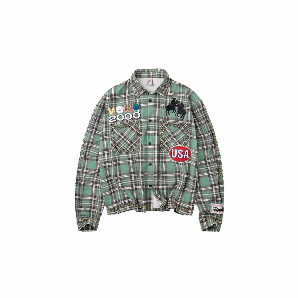 Valley Dreams camicia verde plaid fronte, taglia M