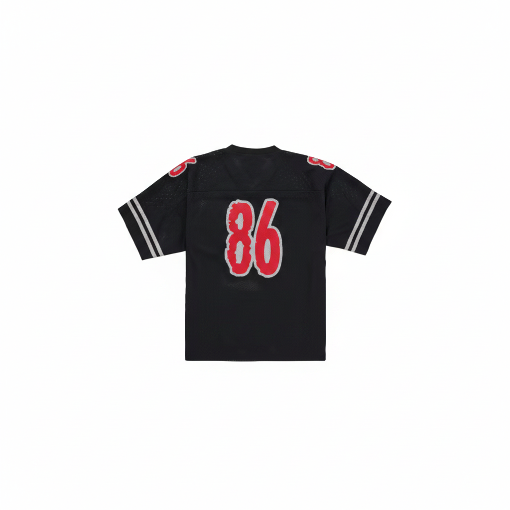 Supreme Reflective Football Jersey Black retro con margine