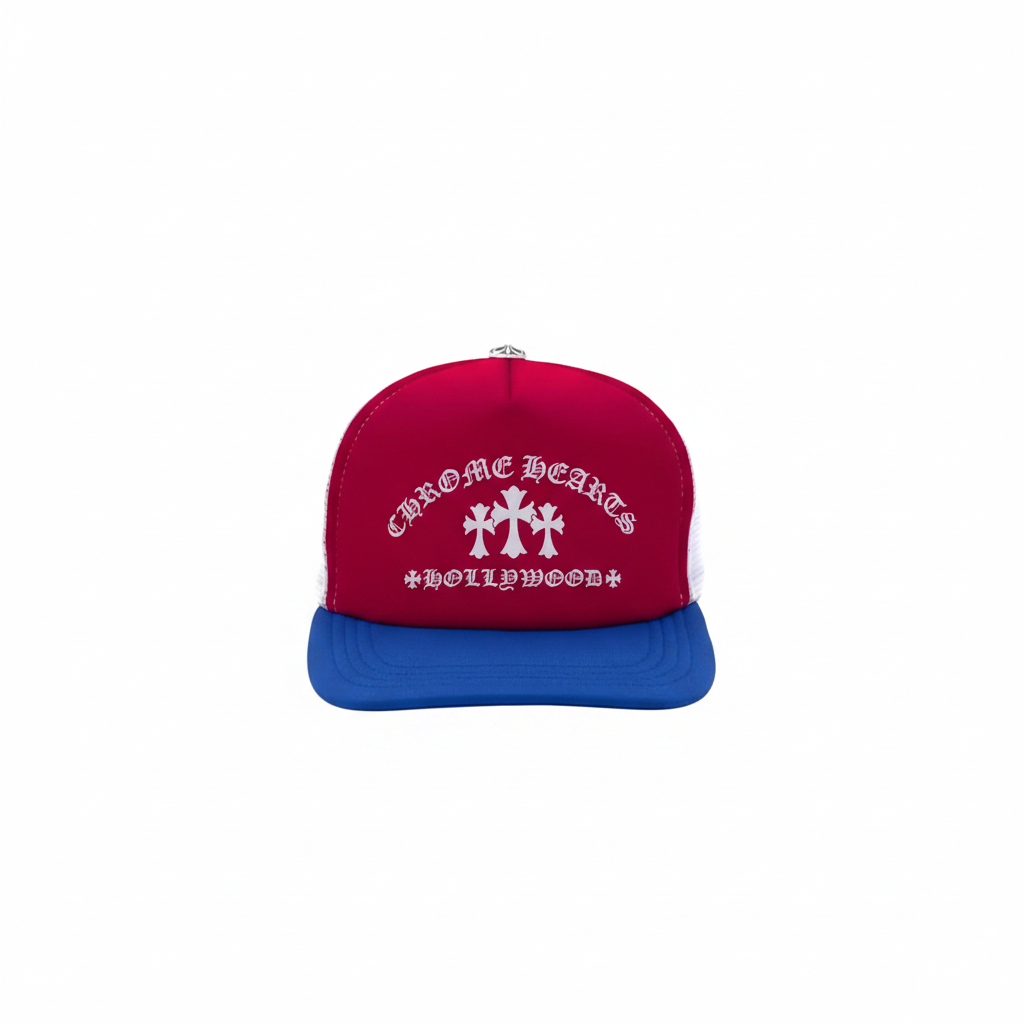 Chrome Hearts trucker hat rosso bianco blu, taglia unica