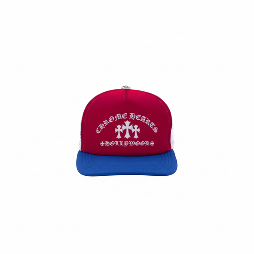 Chrome Hearts trucker hat rosso bianco blu, taglia unica